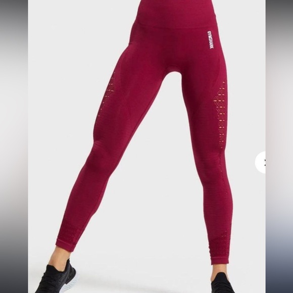 Gymshark Energy Seamless High Waisted Leggings Red - Picture 2 of 7